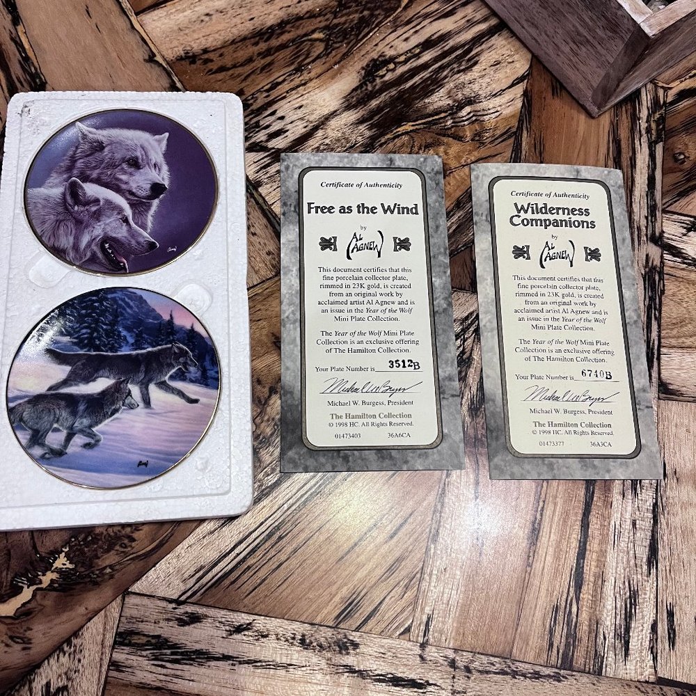 Free as the Wind & Year of the Wolf w/Certificate The Hamilton Collection Plate